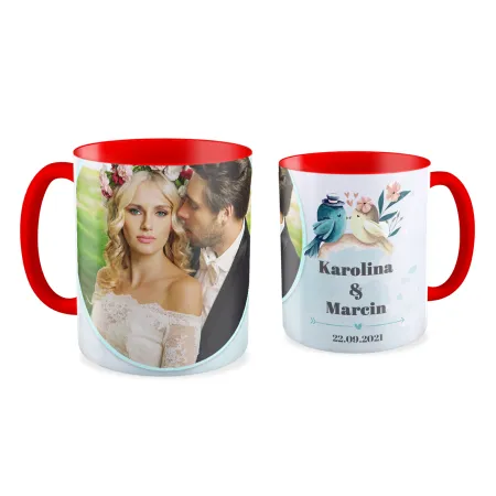 FOTO Kubek czerwony 330ml ŚLUBNY